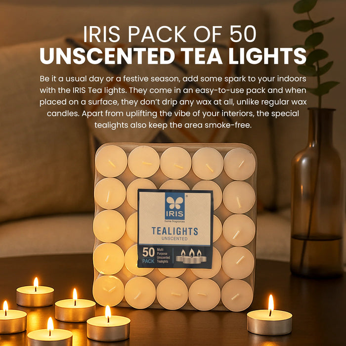 Pack of 50 Unscented Tea lights