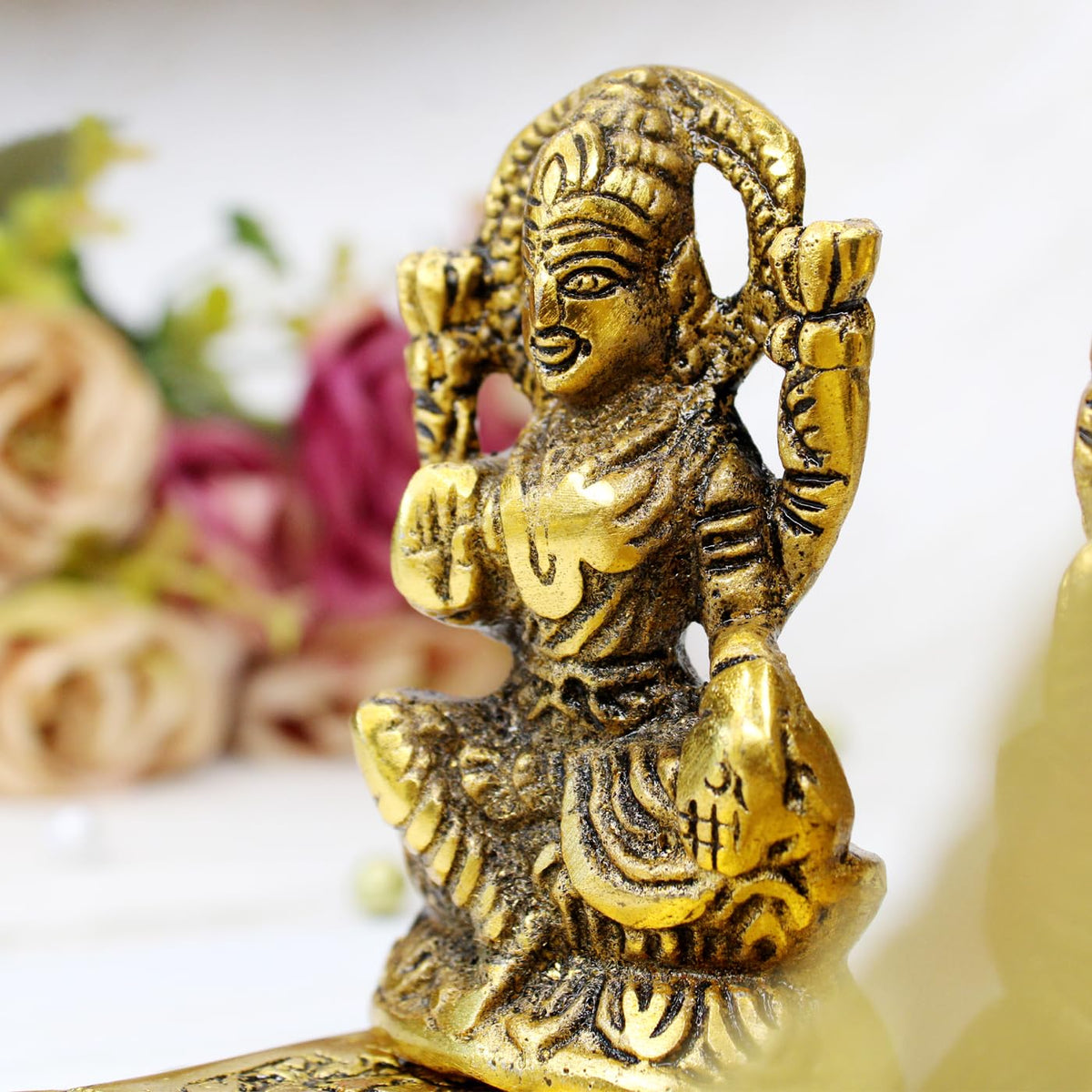 Baal Shree Laxmi Ganesh Murti Statue with Set of 10 Candle Diya for Diwali Home and Mandir Pooja Decoration