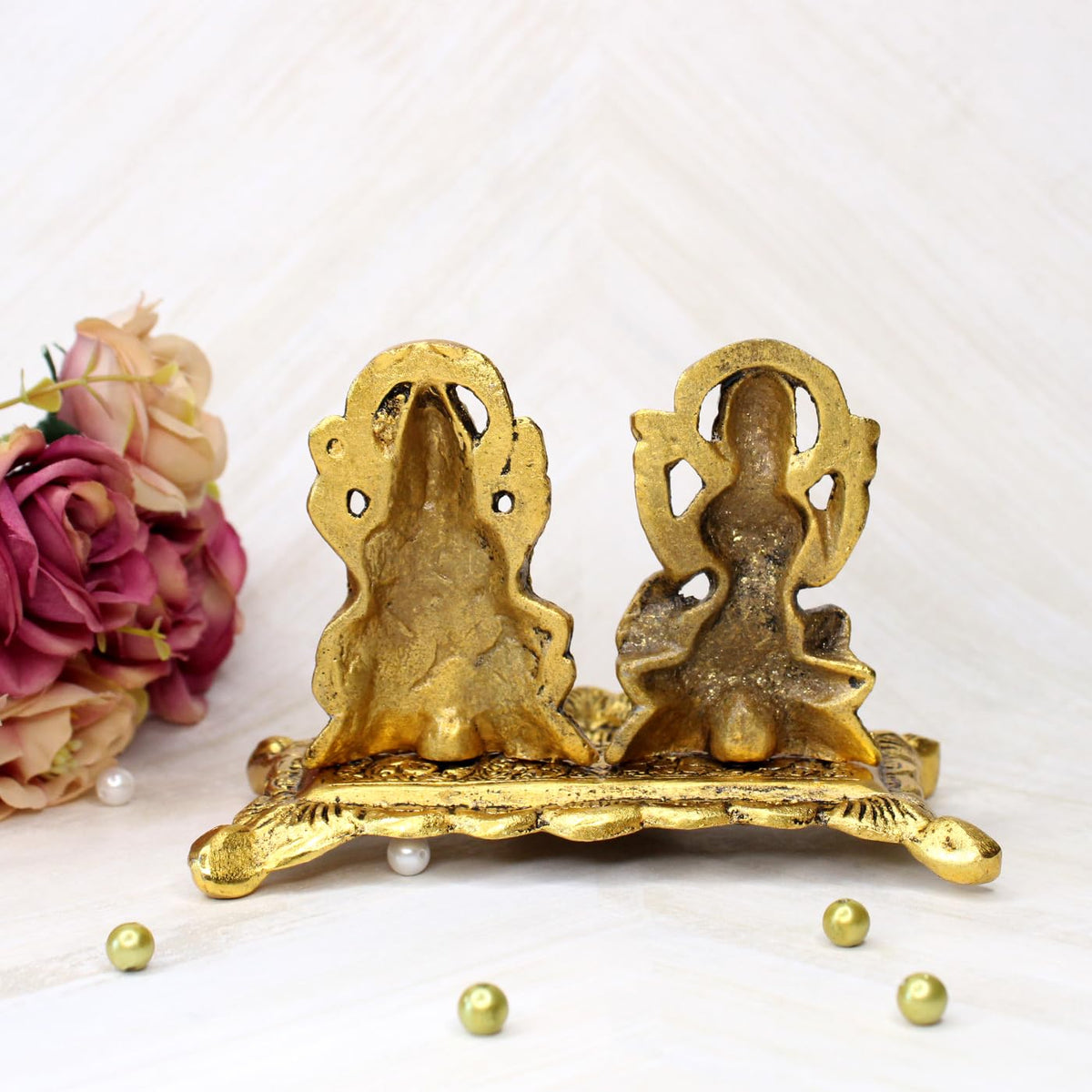 Baal Shree Laxmi Ganesh Murti Statue with Set of 10 Candle Diya for Diwali Home and Mandir Pooja Decoration