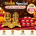 Baal Shree Laxmi Ganesh Murti Statue with Set of 10 Candle Diya for Diwali Home and Mandir Pooja Decoration