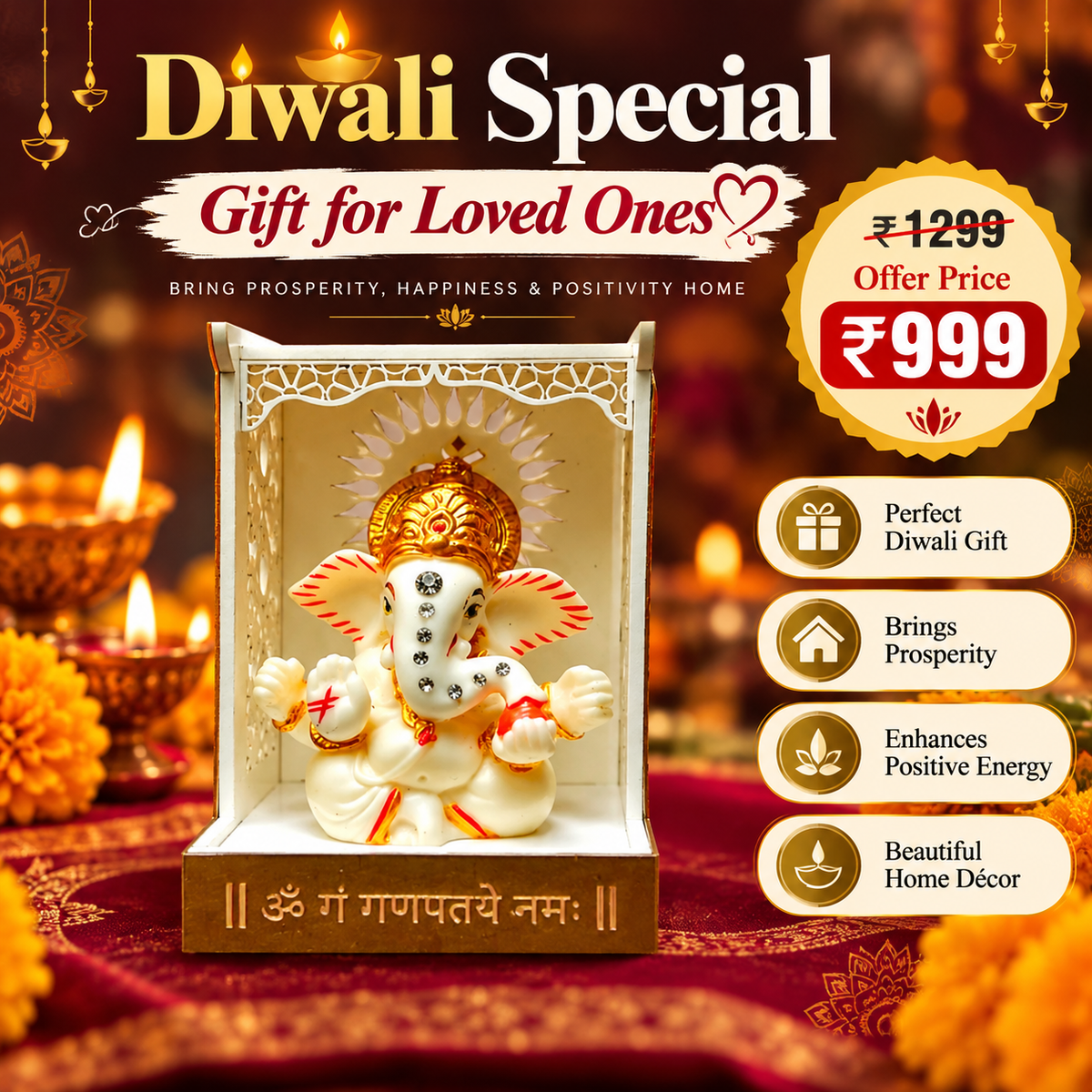 SOLOBOLO Acrylic Ganesh Idol for Car Dashboard with Small Temple for Car Dashboard,Ganesh Idol for Office Desk,Ganesha Idol for Gift,Gift for Housewarming Ceremony Mandir (Mandir with Idol),5.6x7.6 Cm