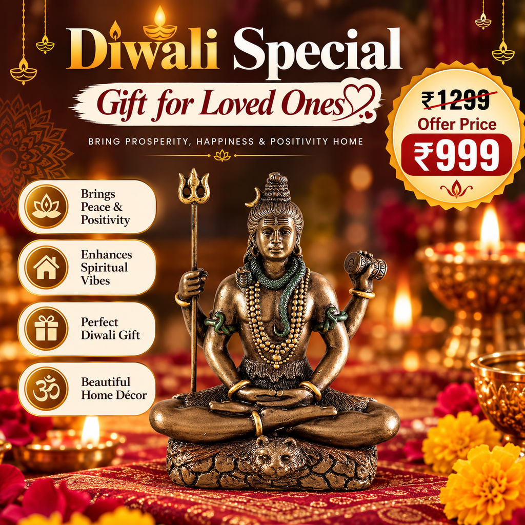 CraftVatika Shiva Shiv Sitting in Padmasana Statue for Car Dashboard Decor Gift