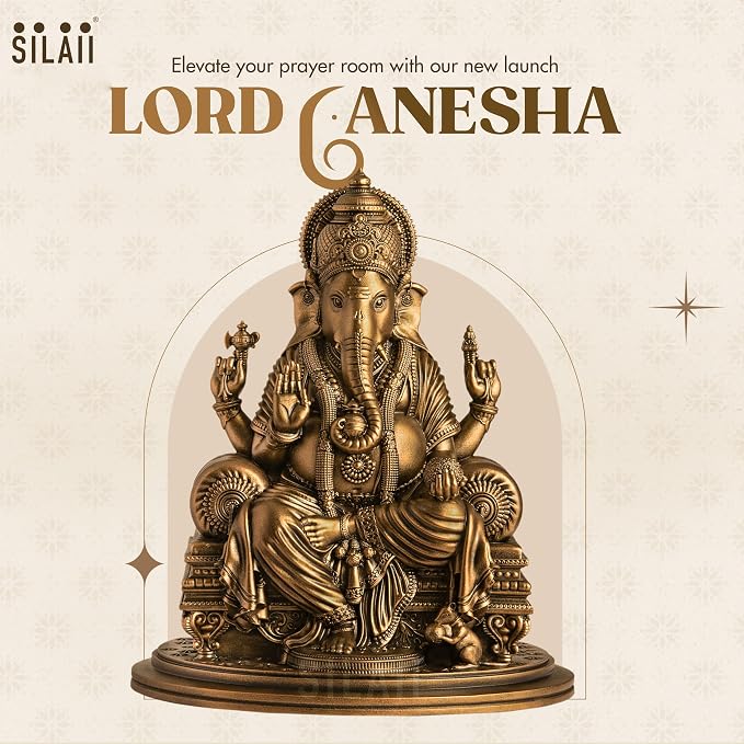 SILAII Lord Ganesha Idol for Home Decor – 6 Inch Small Ganesha Idol | Handmade Ganesh Murti | Ganesha Idols for Home & Office | Spiritual Gift & Decorative Ganesha Idols