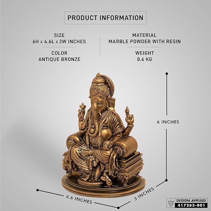 SILAII Lord Ganesha Idol for Home Decor – 6 Inch Small Ganesha Idol | Handmade Ganesh Murti | Ganesha Idols for Home & Office | Spiritual Gift & Decorative Ganesha Idols