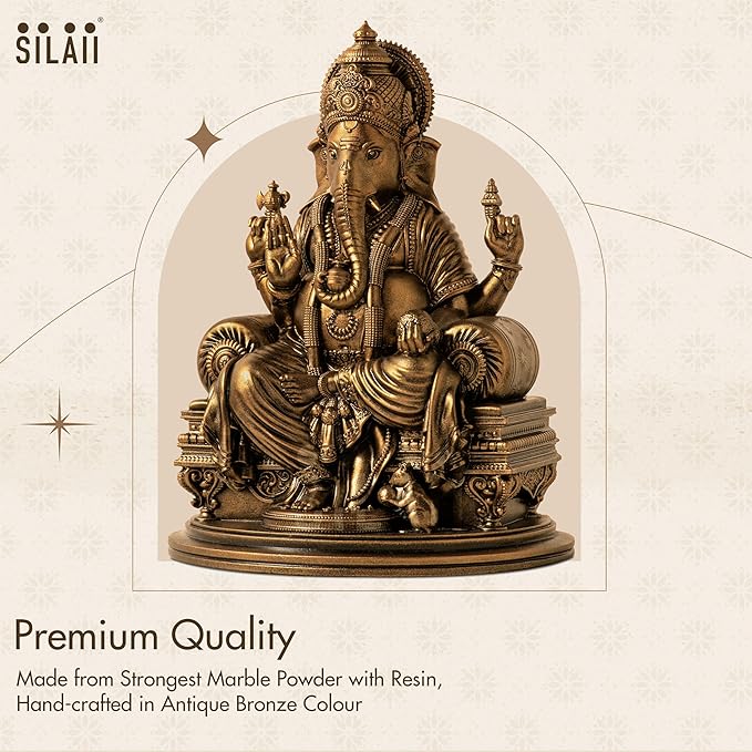 SILAII Lord Ganesha Idol for Home Decor – 6 Inch Small Ganesha Idol | Handmade Ganesh Murti | Ganesha Idols for Home & Office | Spiritual Gift & Decorative Ganesha Idols