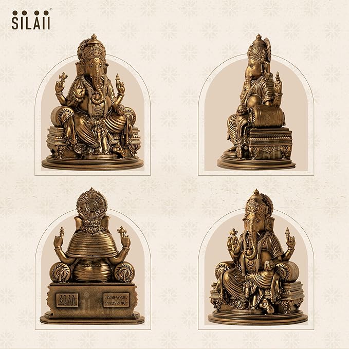 SILAII Lord Ganesha Idol for Home Decor – 6 Inch Small Ganesha Idol | Handmade Ganesh Murti | Ganesha Idols for Home & Office | Spiritual Gift & Decorative Ganesha Idols