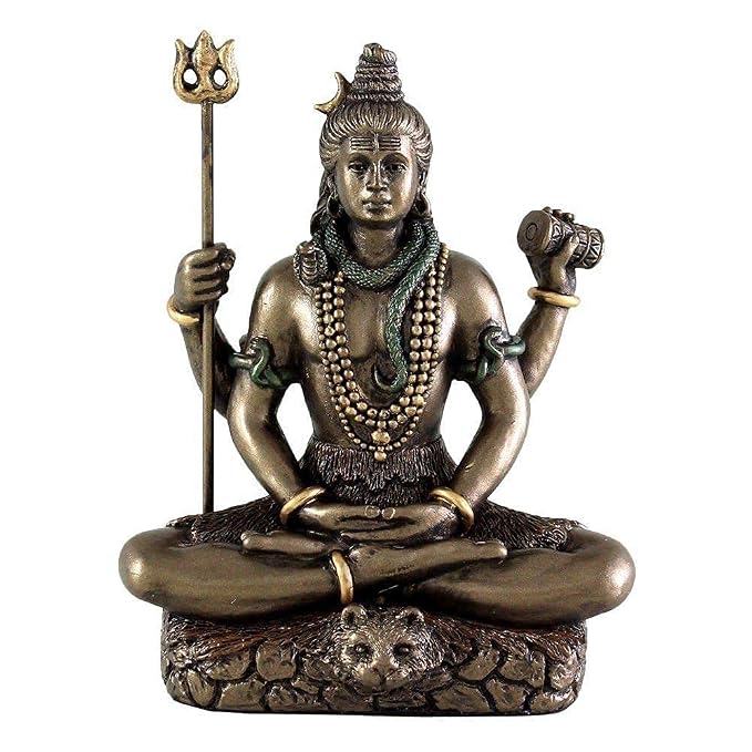 CraftVatika Shiva Shiv Sitting in Padmasana Statue for Car Dashboard Decor Gift