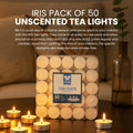 Pack of 50 Unscented Tea lights