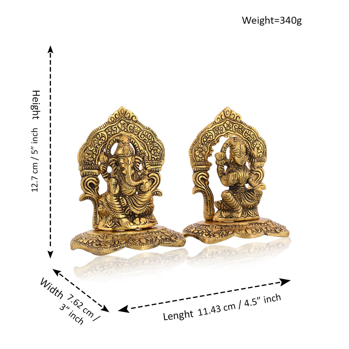CraftVatika Metal Laxmi Lakshmi Ganesh Gift Items for Cooperate, Ganesh Idol for Gift, Gift for Ganpati Festival, Anniversary, Wedding Gift, Housewarming with Velvet Box Packing (Set of 1)